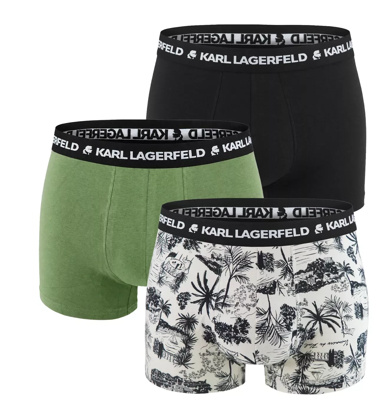 KARL LAGERFELD - pánske boxerky 3PACK organic cotton riviera & dill tones