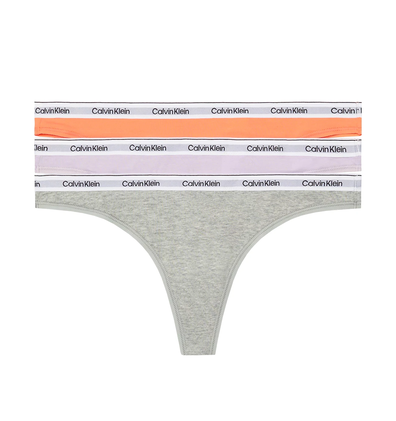 CALVIN KLEIN - tangá 3PACK Modern logo stretch cotton lavender & orange combo - limitovaná edícia
