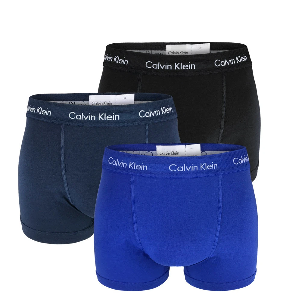 CALVIN KLEIN - boxerky 3PACK cotton stretch classic fit signature blue everyday essentials (predĺžené)