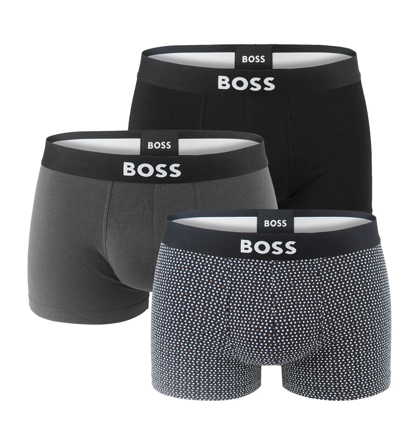 BOSS - boxerky 3PACK eco friendly organic cotton BOSS ONE modern micro dot design