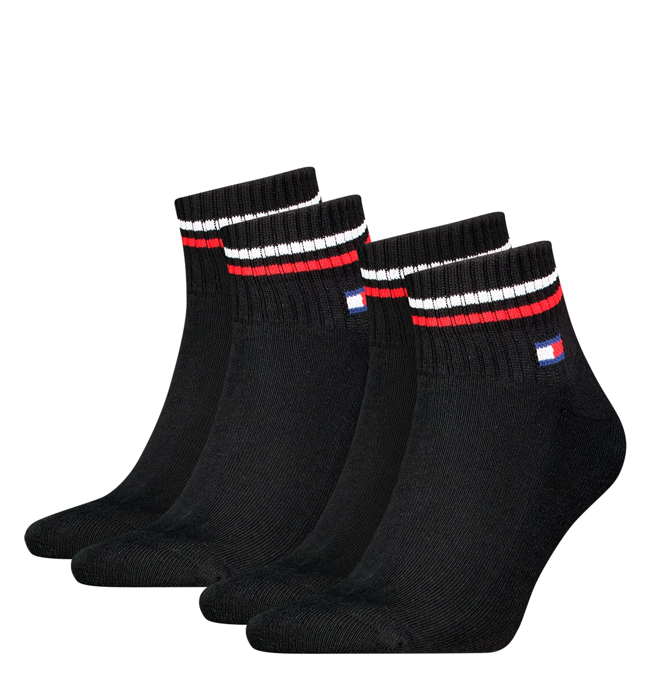 TOMMY HILFIGER - 2PACK TH uni Tommy jeans original iconic black quarter ponožky