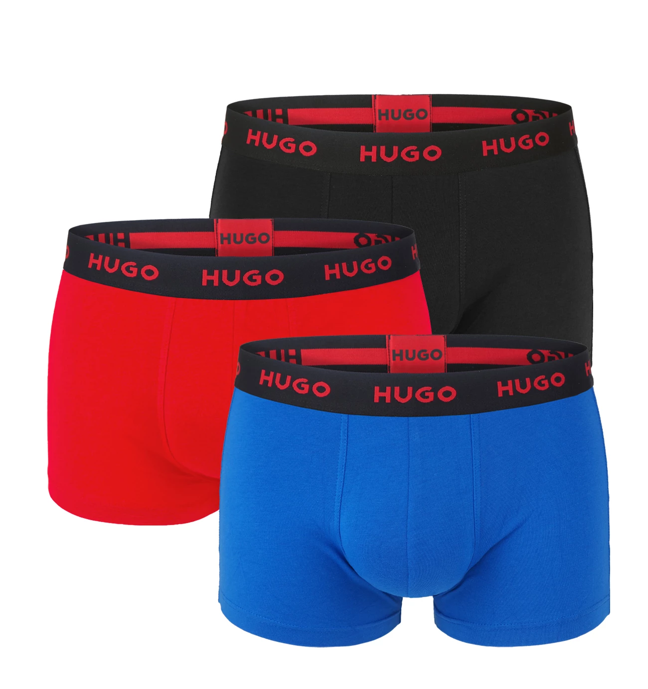 HUGO - boxerky 3PACK cotton stretch dark color & red combo - limitovaná fashion edícia (HUGO BOSS)