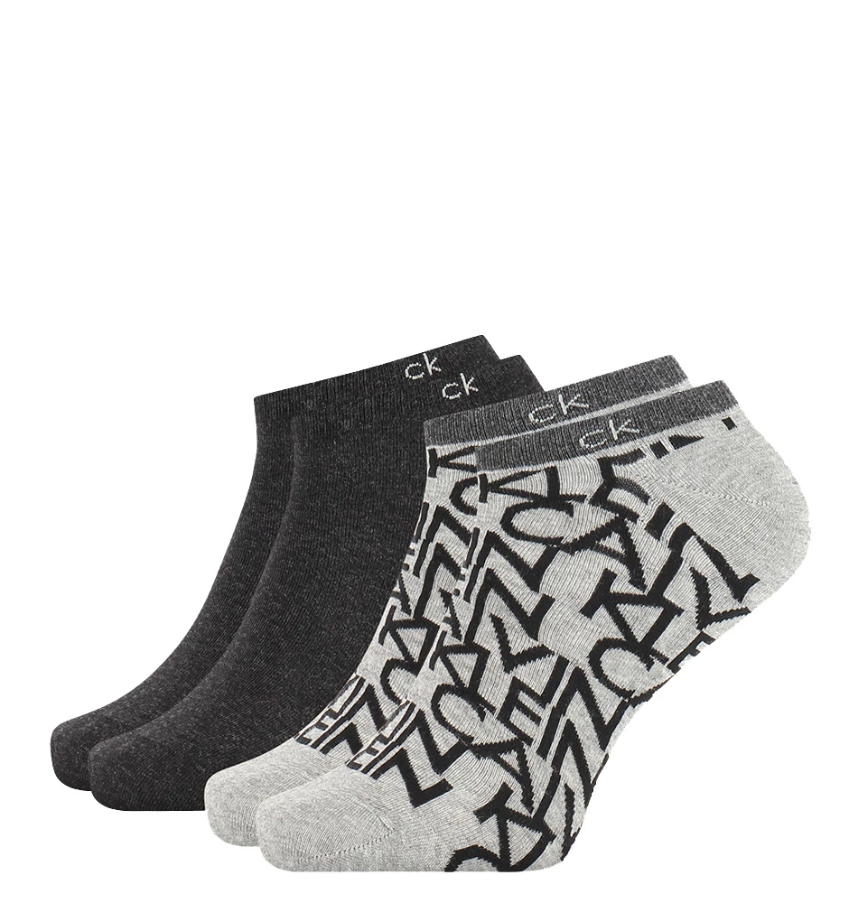 CALVIN KLEIN - 2PACK repeat logo grey členkové ponožky