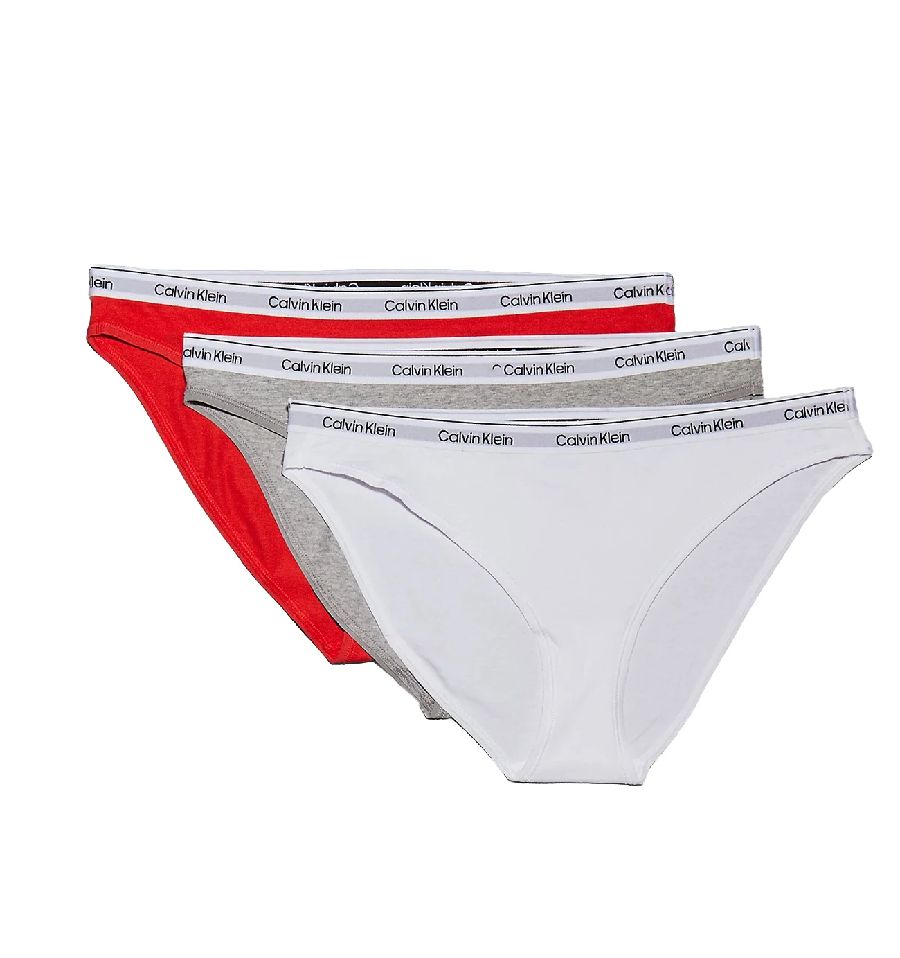 CALVIN KLEIN - nohavičky 3PACK Icon logo stretch cotton molten red & white color combo - limitovaná edícia