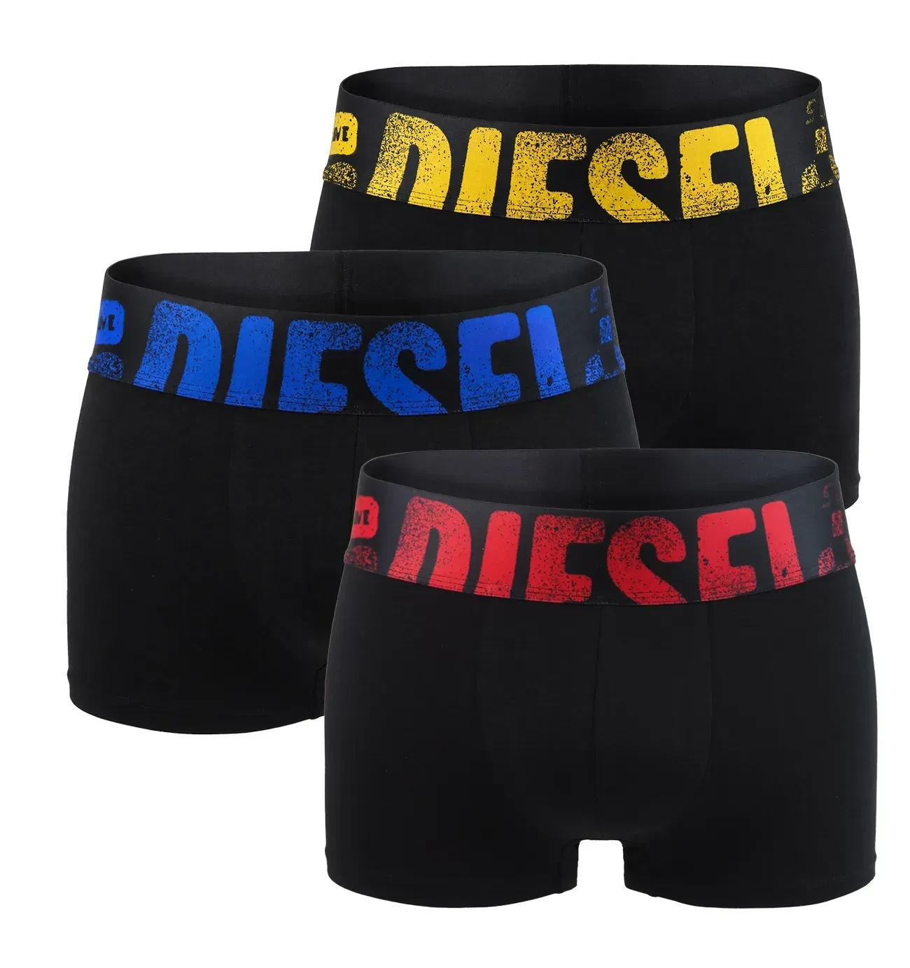 DIESEL - pánske boxerky 3PACK cotton stretch big logo black / grain