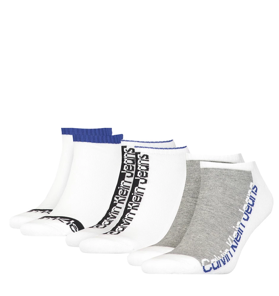 CALVIN KLEIN - 3PACK CK jeans athleisure white combo členkové ponožky