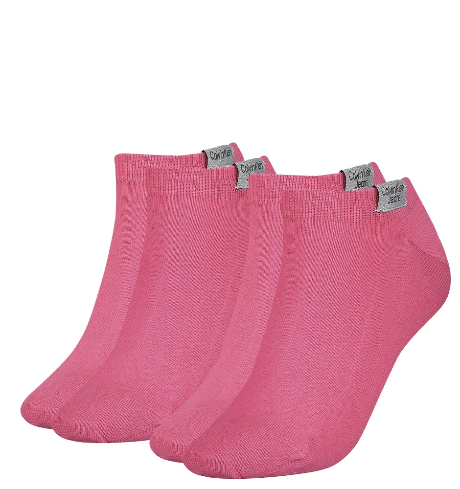 CALVIN KLEIN - 2PACK CK jeans magenta členkové ponožky z organickej bavlny