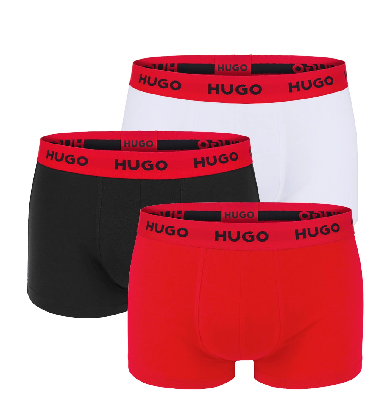 HUGO - boxerky 3PACK cotton stretch black, white, red combo - limitovaná fashion edícia (HUGO BOSS)