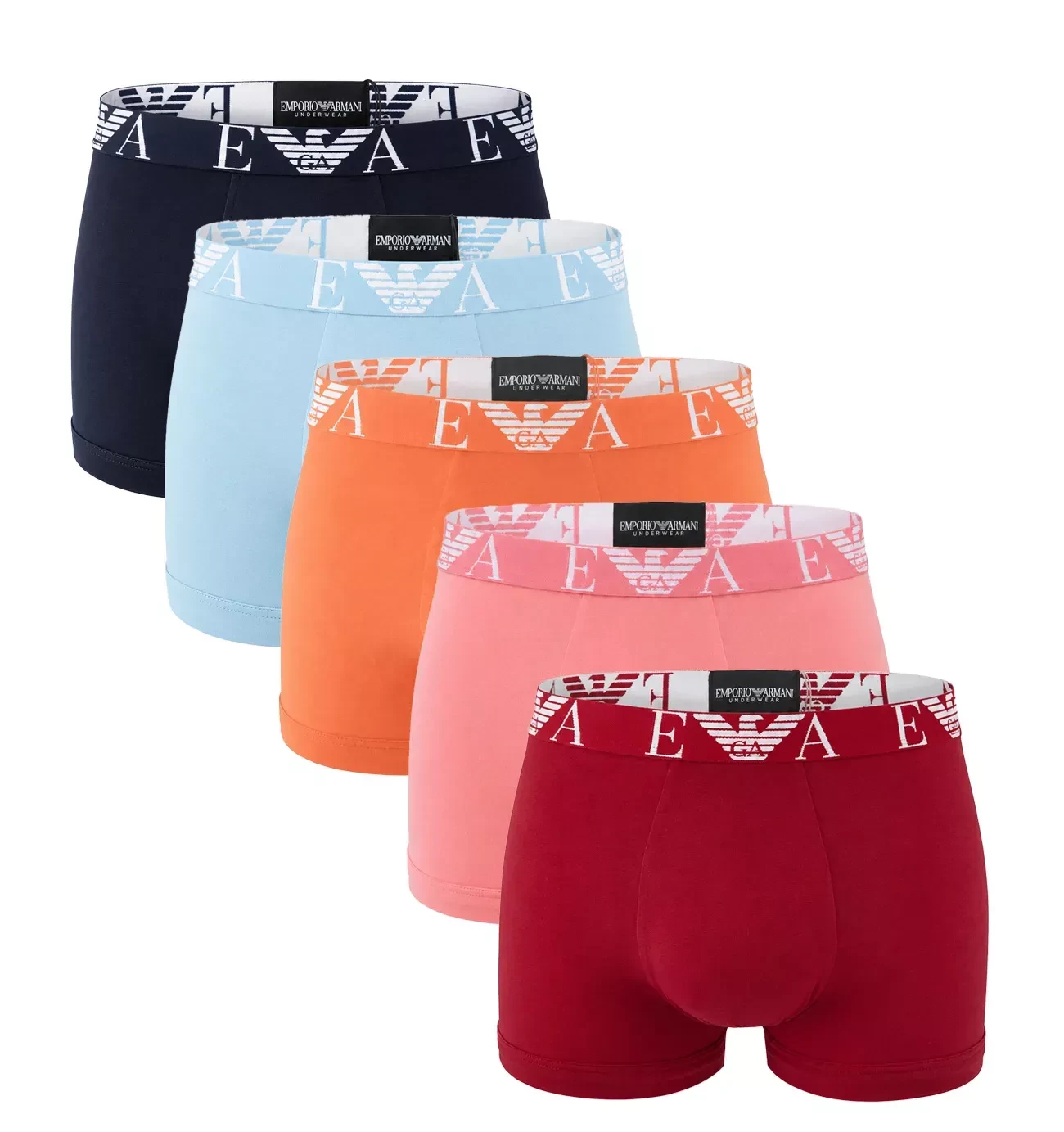 EMPORIO ARMANI - pánske boxerky 5PACK stretch cotton Eagle logo modern tones