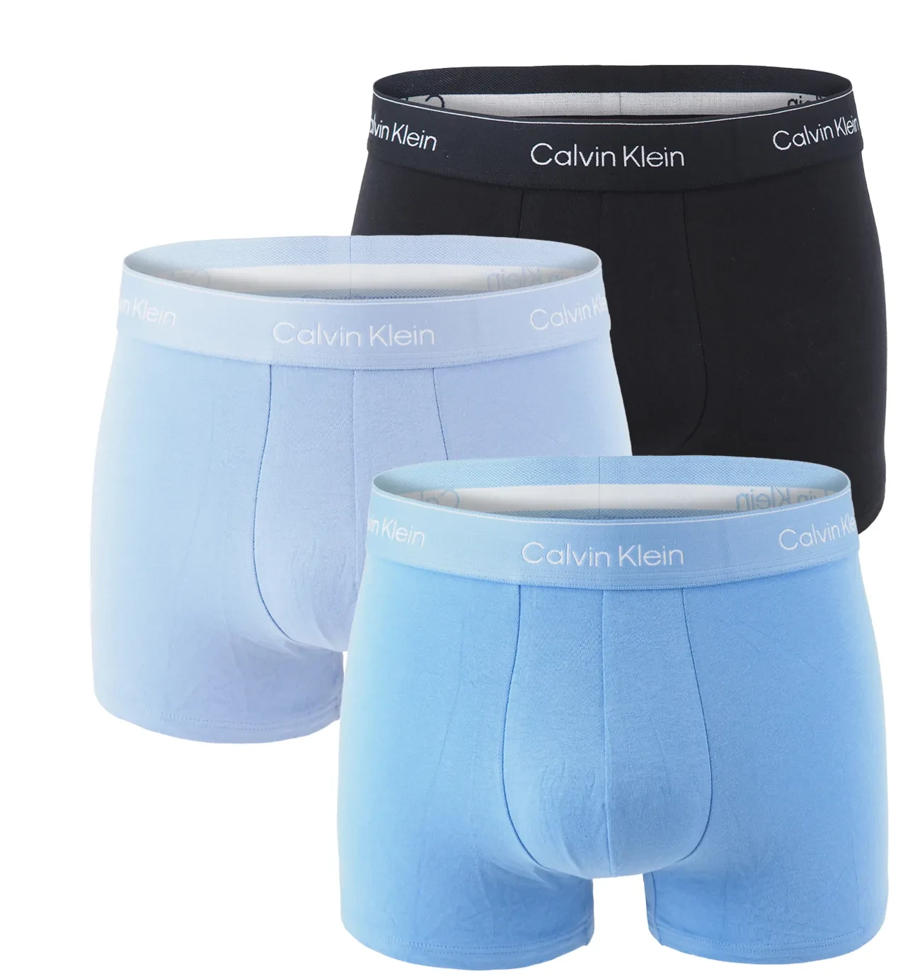 Calvin Klein - boxerky 3PACK Icon cotton stretch classic fit black & arctic blue tones (predĺžené)