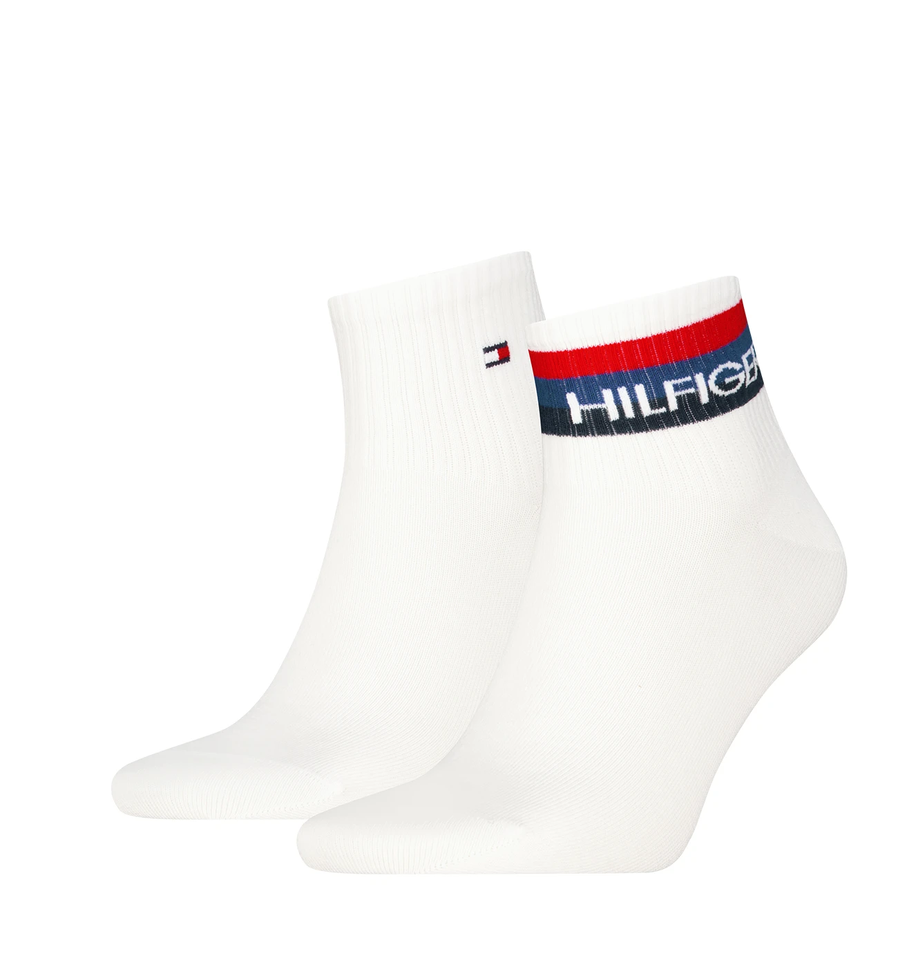 TOMMY HILFIGER - pánske ponožky 2PACK Sport quarter biele