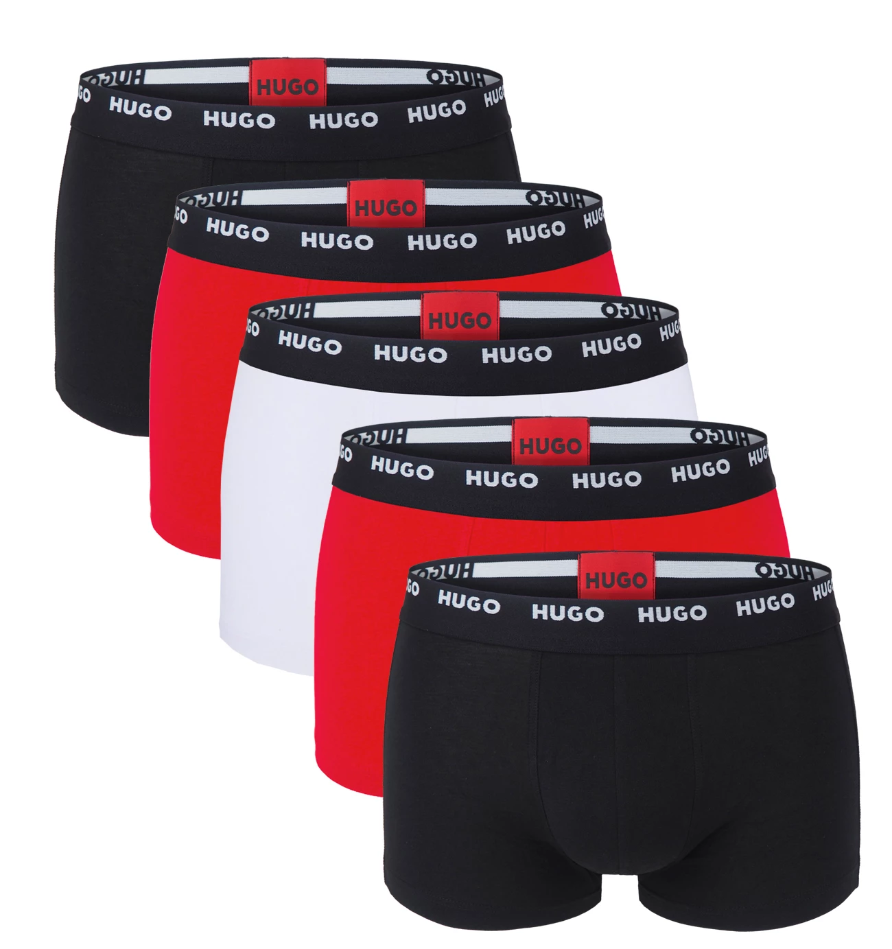 HUGO - boxerky 5PACK cotton stretch black, white, red combo - limitovaná fashion edícia (HUGO BOSS)
