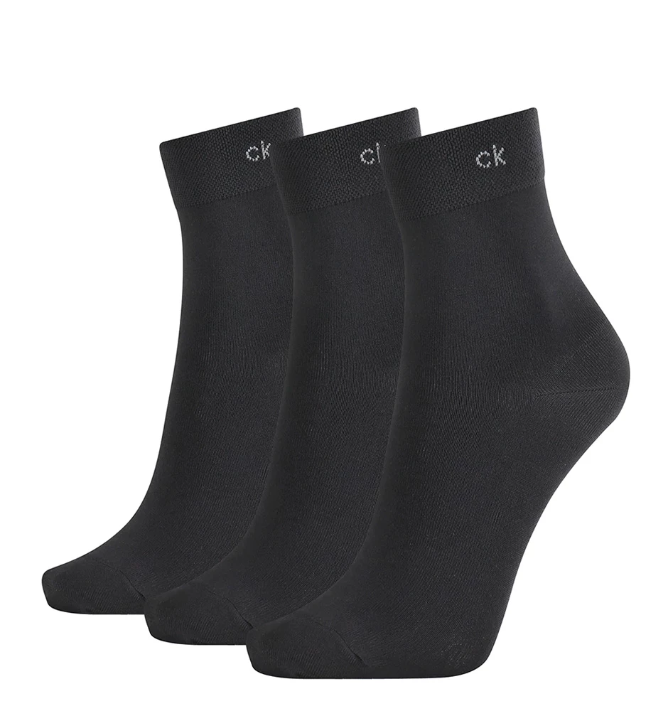 CALVIN KLEIN - 3PACK čierne ponožky s logom CK
