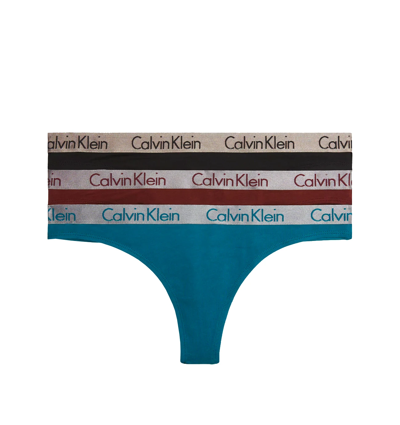 CALVIN KLEIN - tangá 3PACK radiant cotton black & raisin color combo - limitovaná edícia