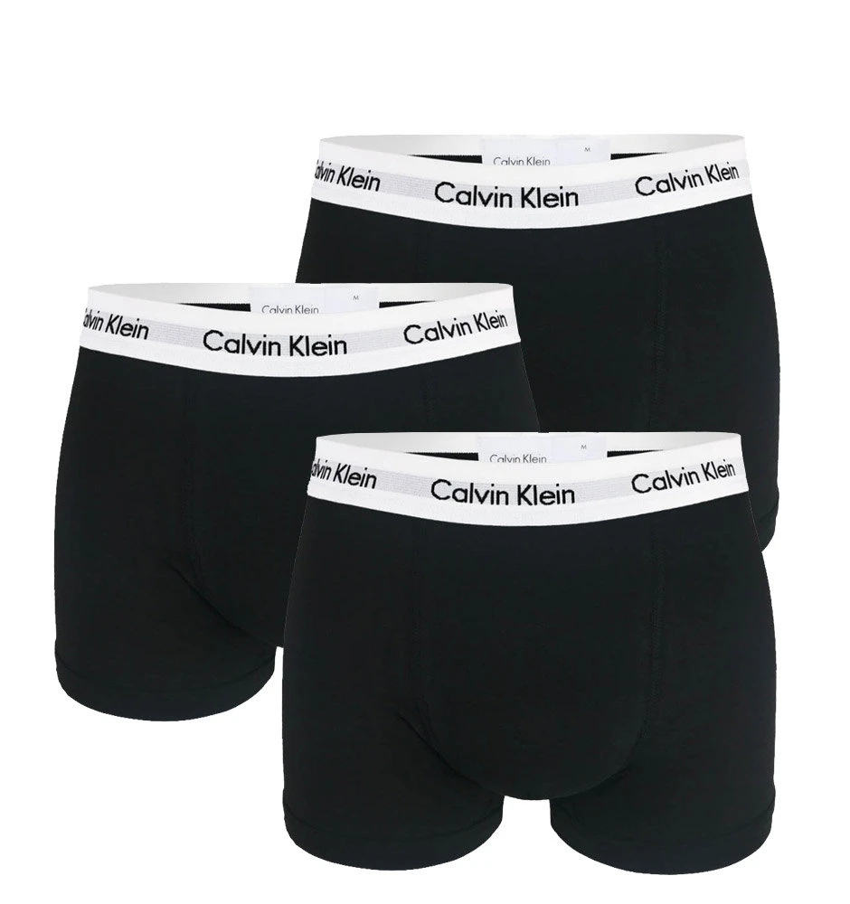 CALVIN KLEIN - boxerky 3PACK cotton stretch classic black accent everyday essentials (predĺžené)