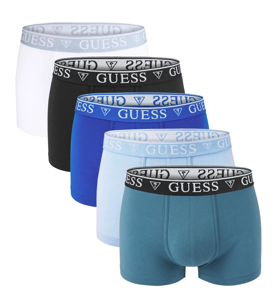 GUESS - boxerky 5PACK cotton stretch blue combo - limitovaná edícia