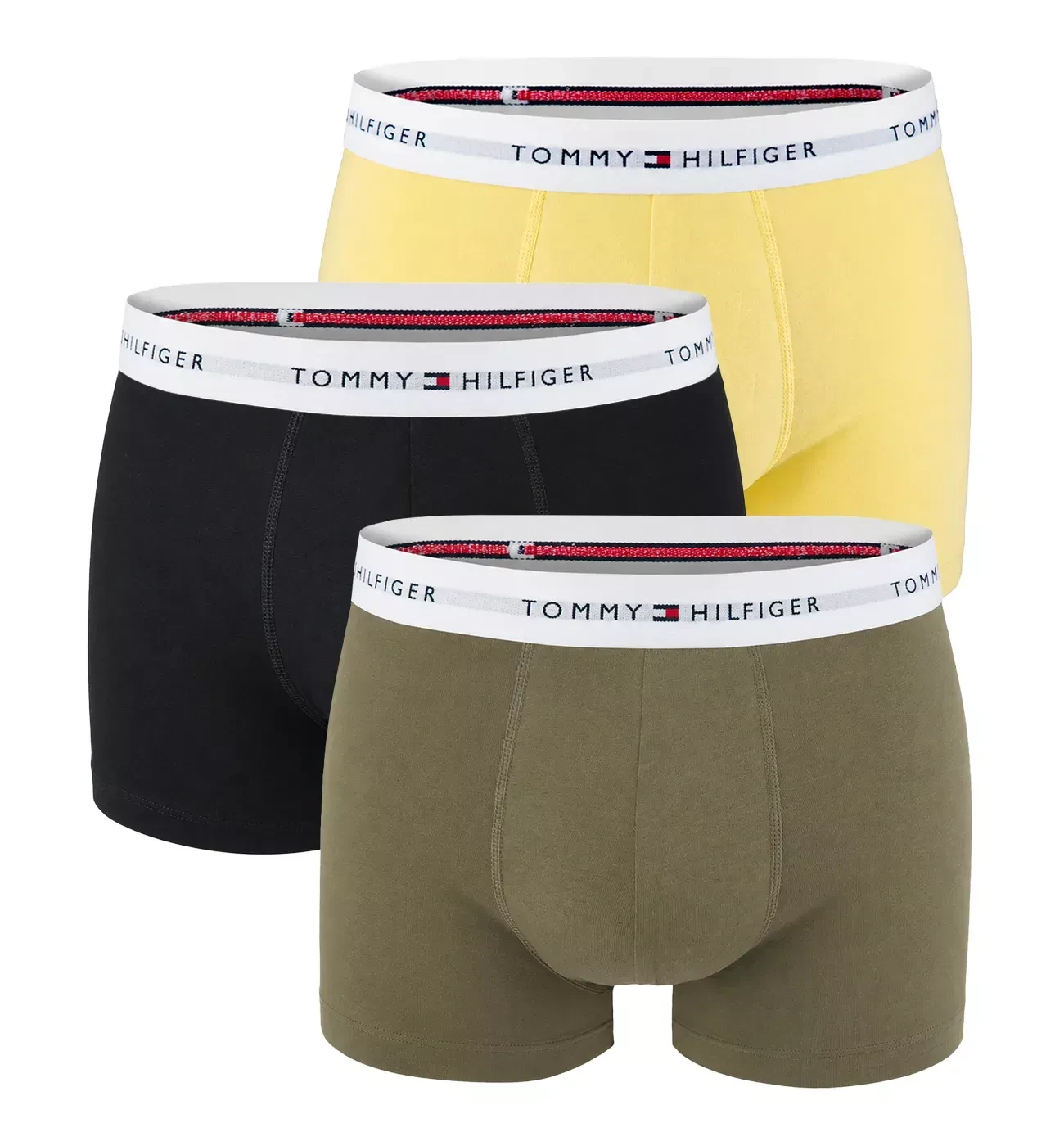 TOMMY HILFIGER - pánske boxerky 3PACK eco friendly signature cotton essentials black & lemon tones