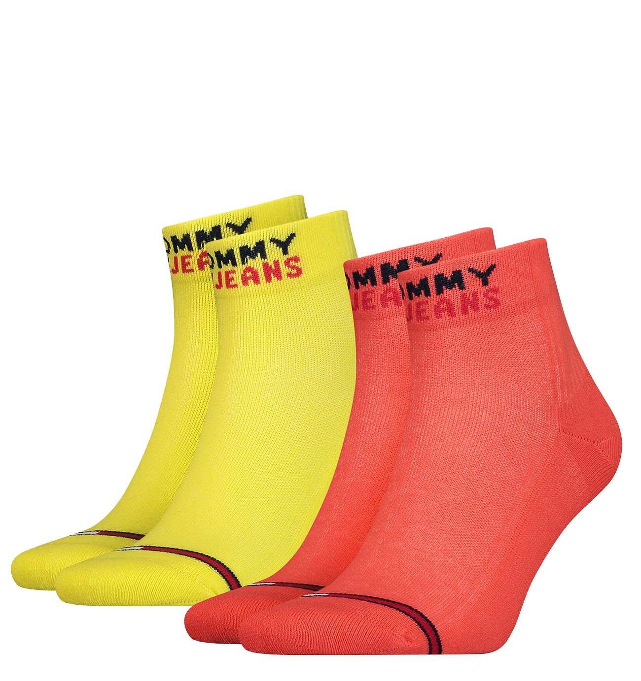 TOMMY HILFIGER - 2PACK Tommy jeans vintage coral & yellow ponožky