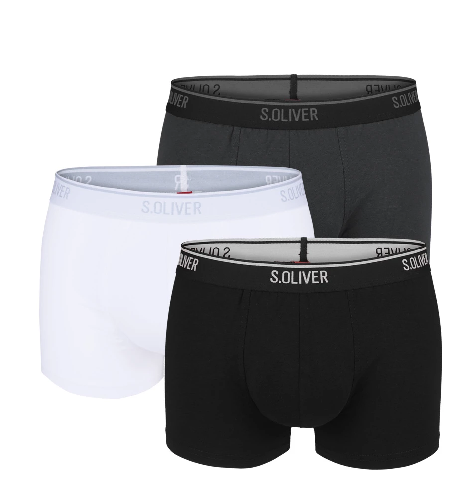 s.OLIVER - 3PACK cotton jersey black, white, gray boxerky