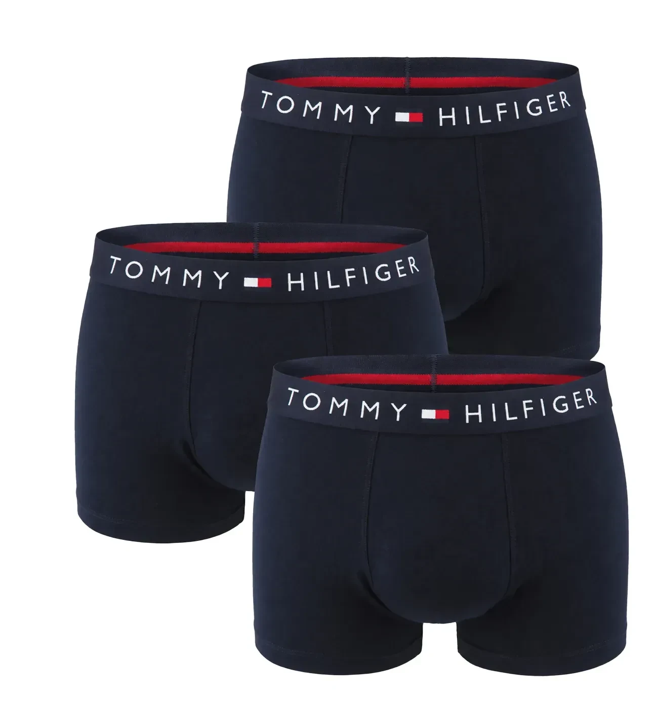 TOMMY HILFIGER - pánske boxerky 3PACK TH original cotton stretch dark blue tones