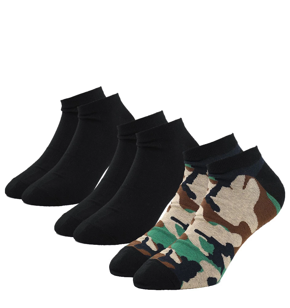 DIESEL - 3PACK army green camo členkové ponožky