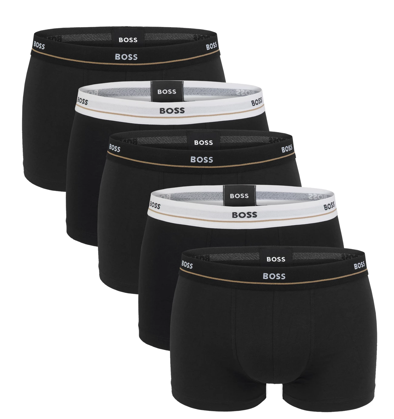 BOSS - boxerky 5PACK cotton stretch black combo s farebným pásom - limitovana fashion edícia (HUGO BOSS)