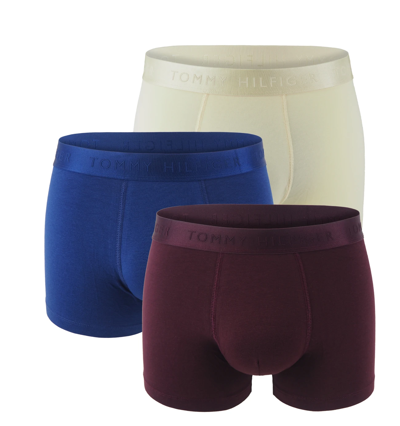 TOMMY HILFIGER - boxerky 3PACK everyday luxe blue ink & deep burgundy tones