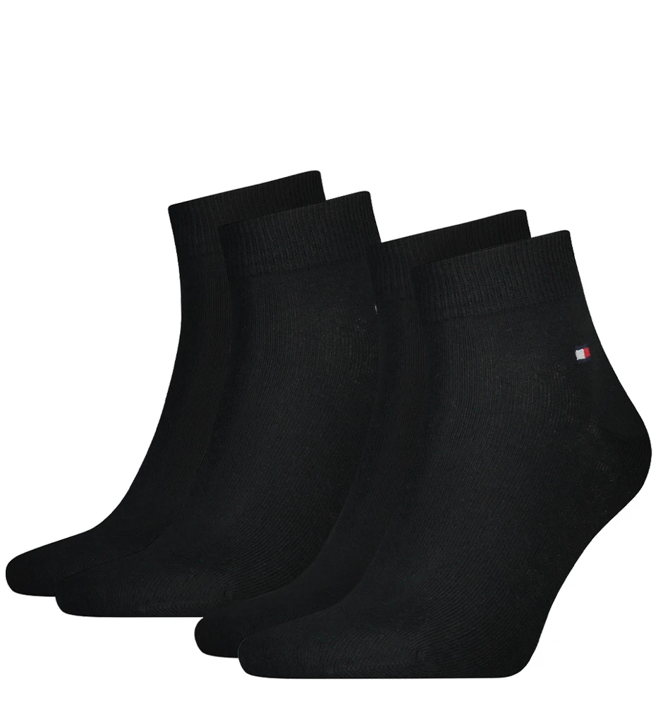 TOMMY HILFIGER - 2PACK black quarter pánske ponožky