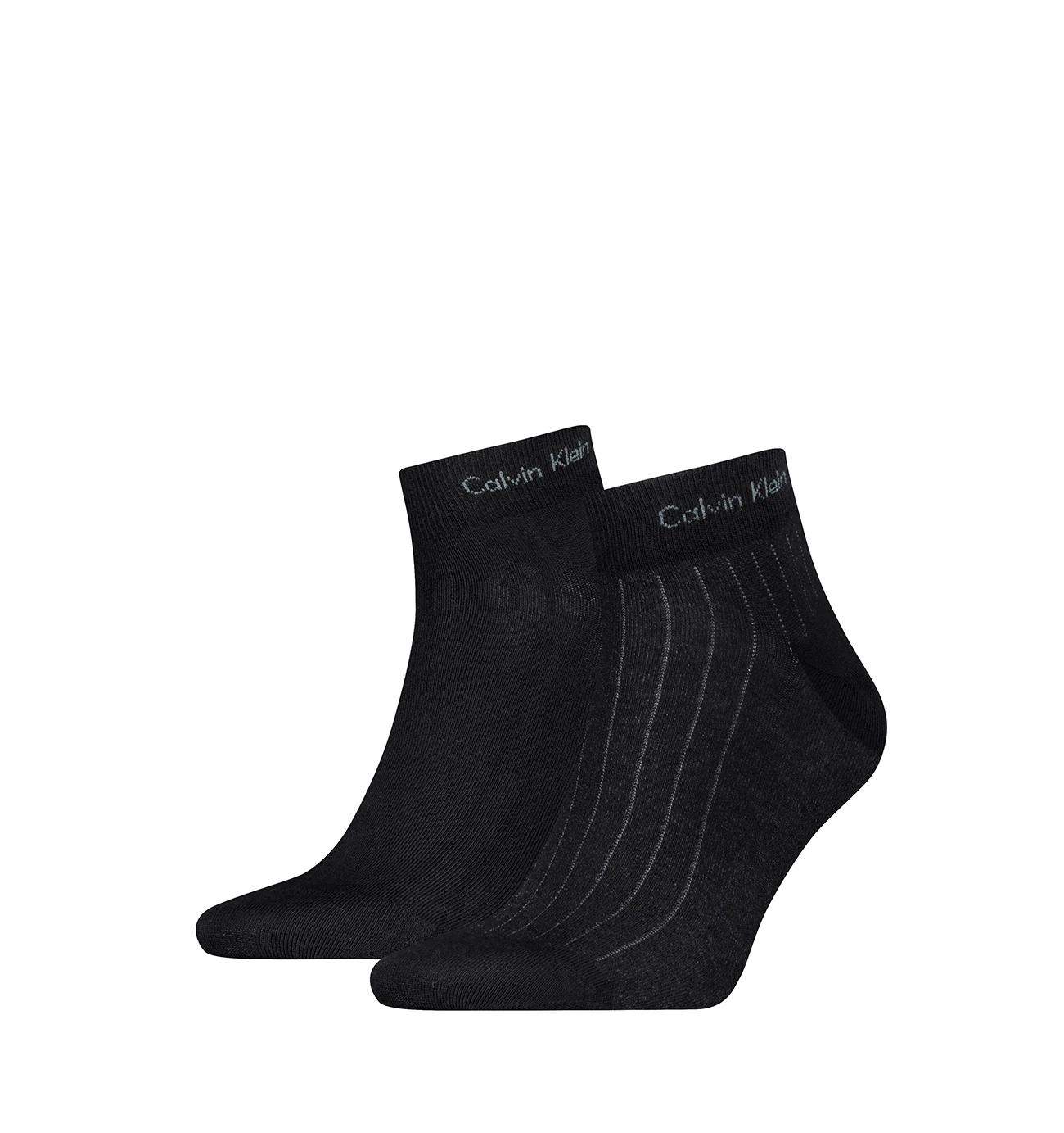 CALVIN KLEIN - ponožky 2PACK quarter pinstripe black