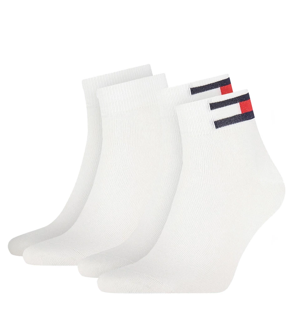 TOMMY HILFIGER - 2PACK TH flag biele quarter ponožky