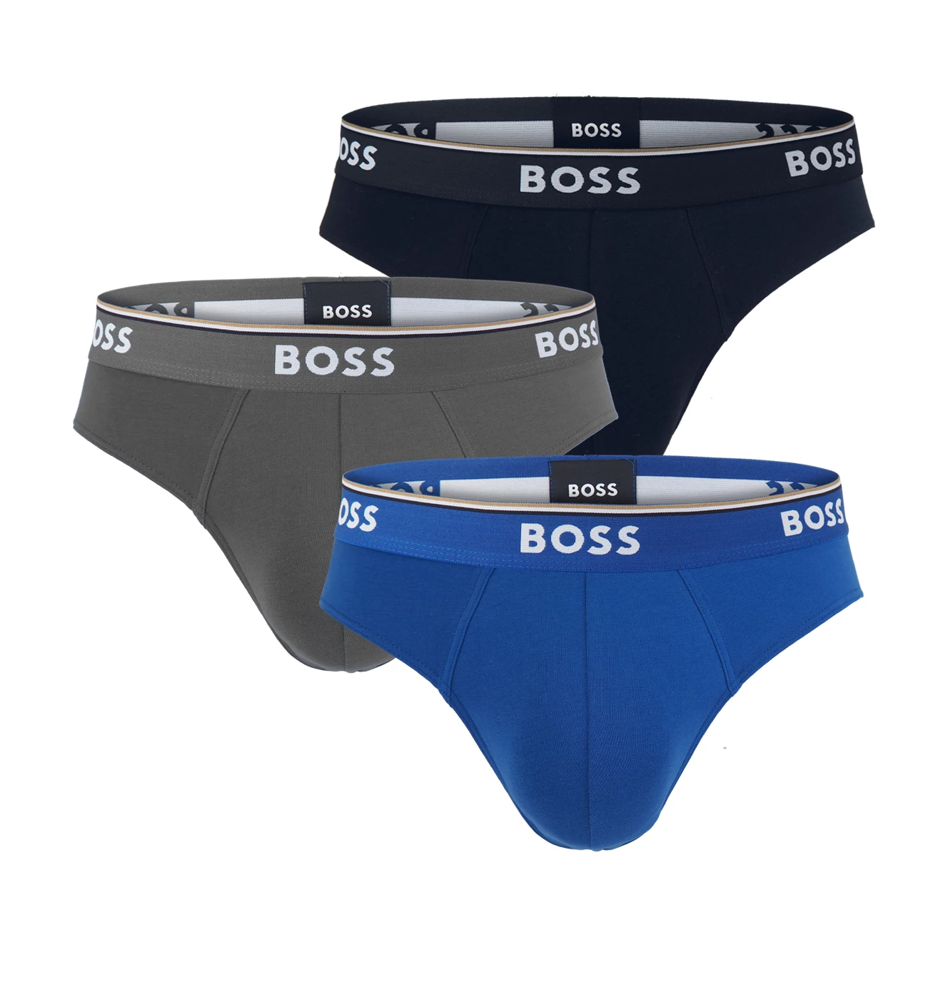BOSS - slipy 3PACK cotton stretch power gray & blue combo - limitovaná fashion edícia (HUGO BOSS)