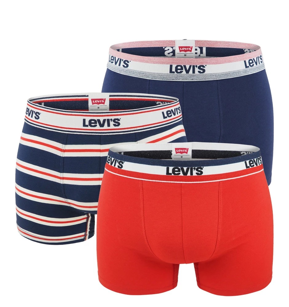 LEVI`S -  3PACK Levi`s logo red & navy boxerky v darčekovom balení