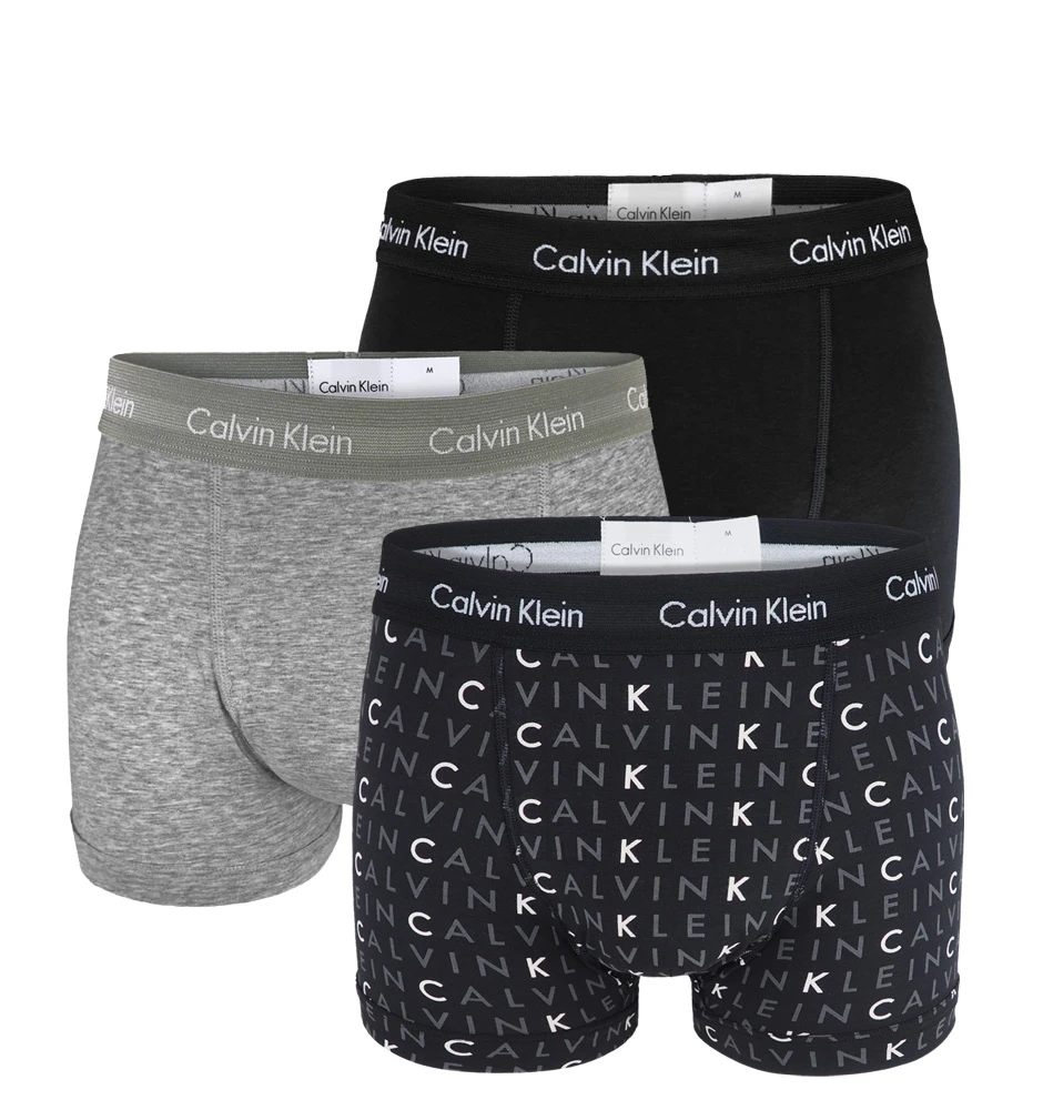 CALVIN KLEIN - boxerky 3PACK cotton stretch classic fit signature logo everyday essentials (predĺžené)
