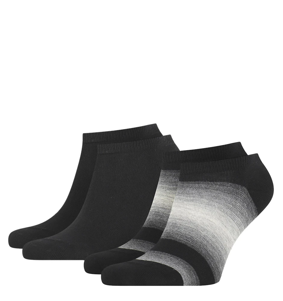 TOMMY HILFIGER - 2PACK TH little stripes black pánske členkové ponožky