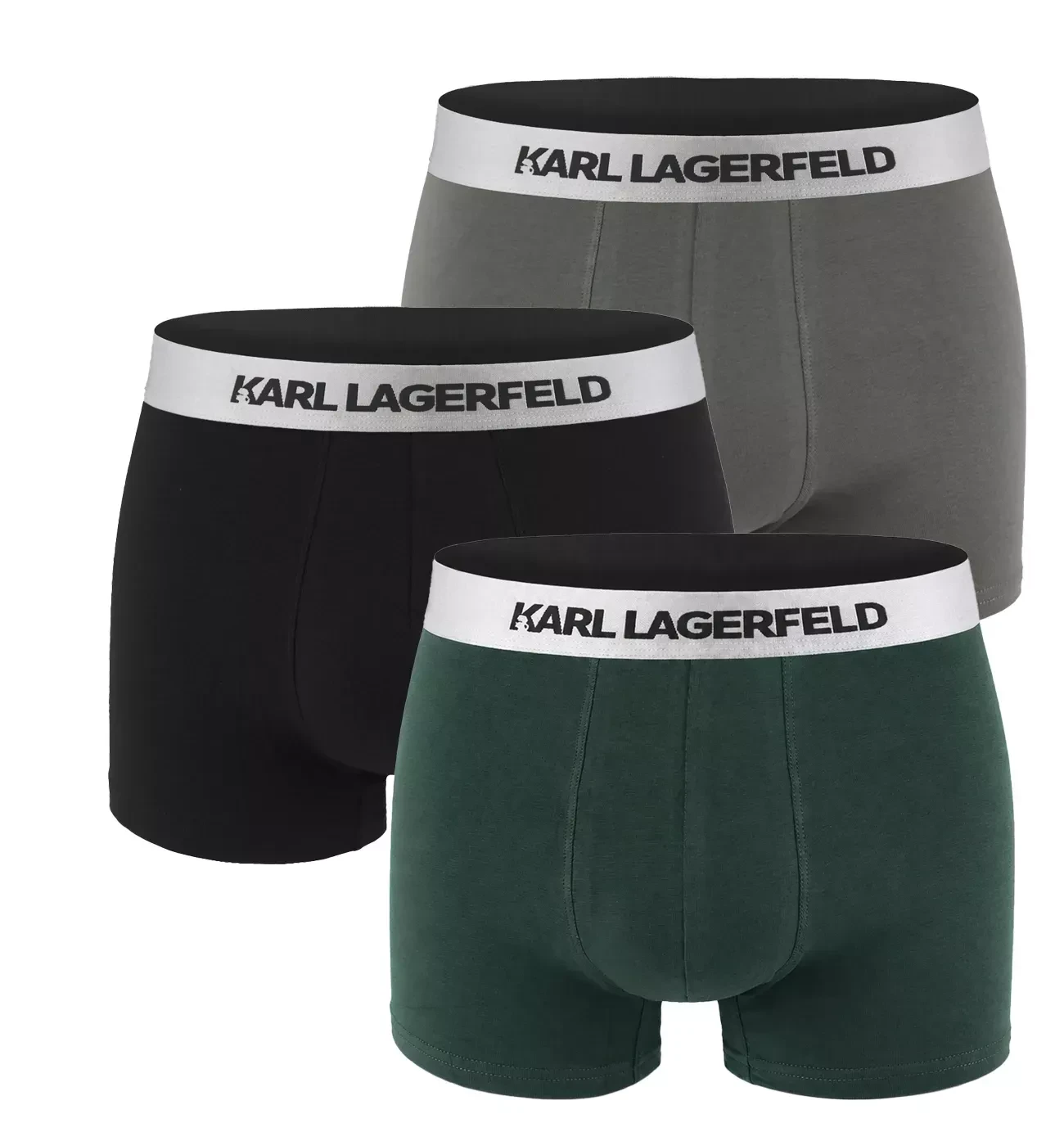 KARL LAGERFELD - pánske boxerky 3PACK organic cotton forest & black tones / metallic waist