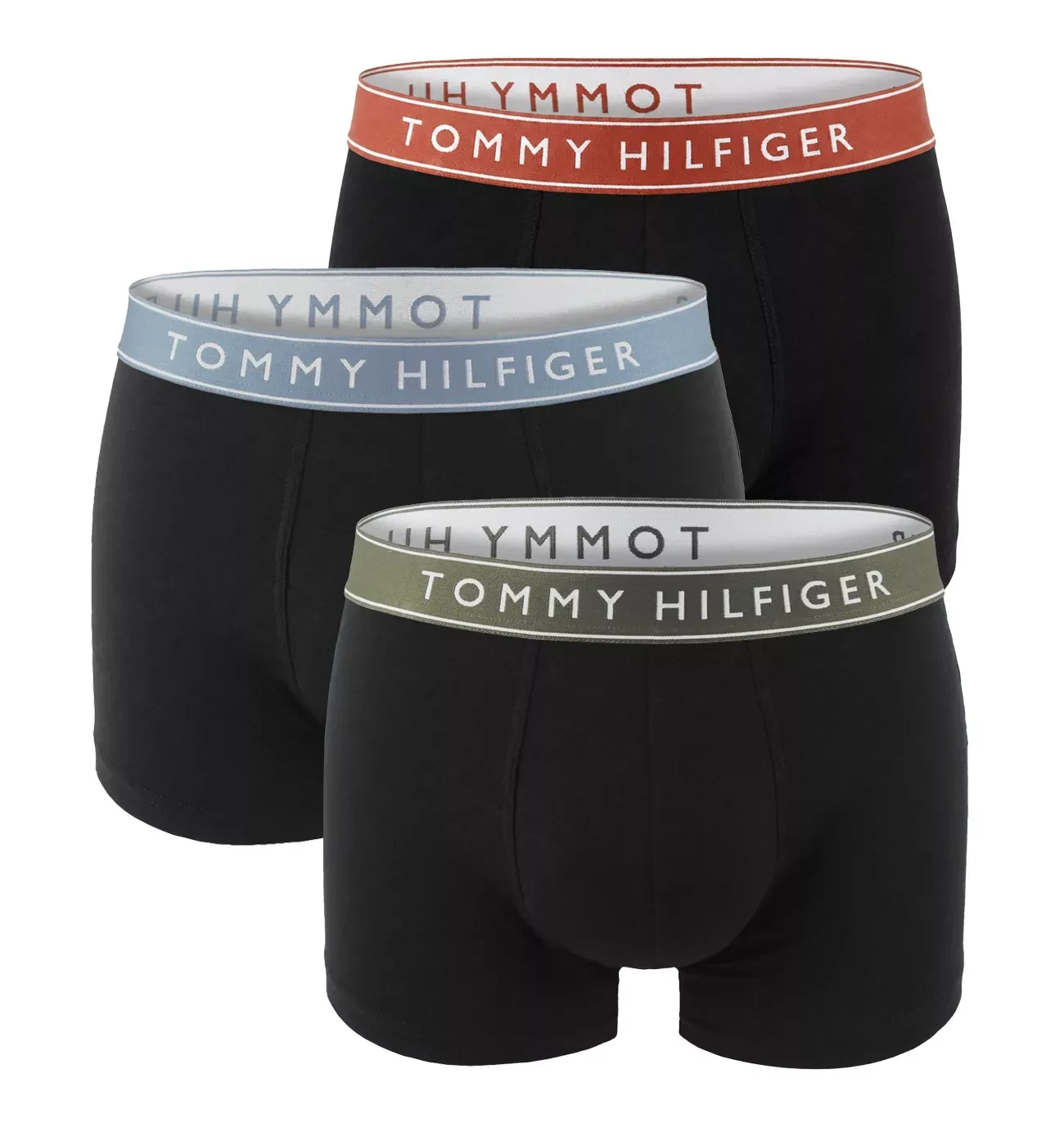 TOMMY HILFIGER - pánske boxerky 3PACK eco friendly everyday essentials navy / brick & forest waist