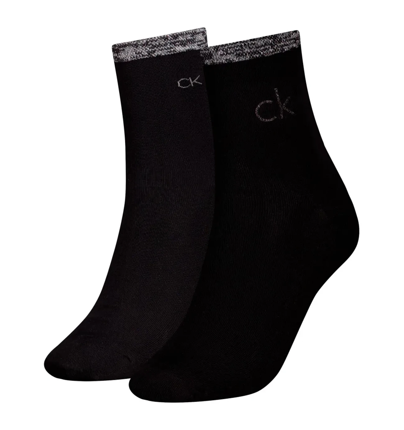 CALVIN KLEIN - ponožky 2PACK Shiny logo black color short - limitovaná edícia