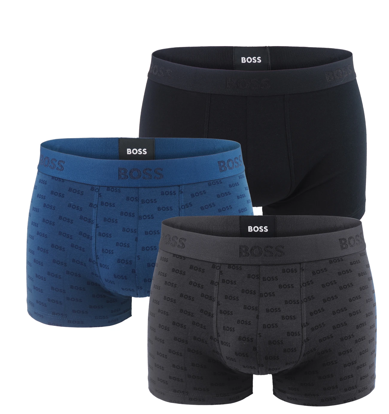 BOSS - boxerky 3PACK premium deep shades / tonal logo waist v darčekovej krabičke