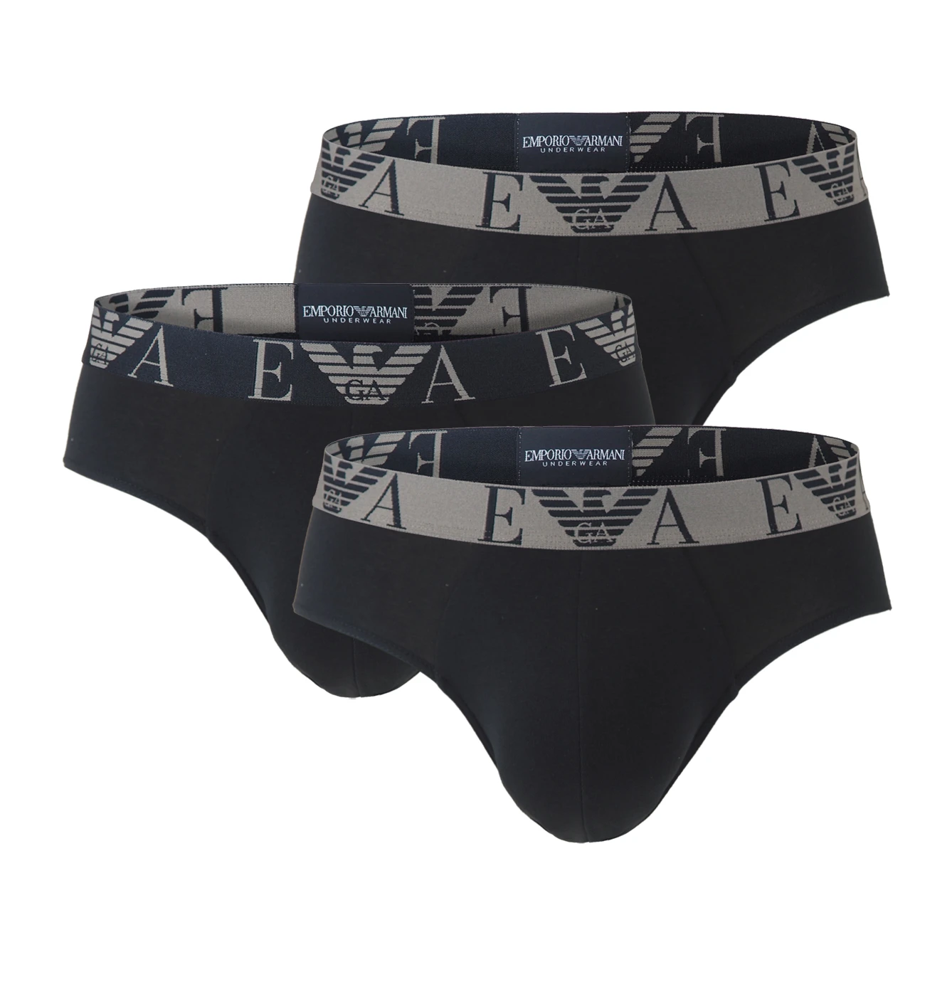 EMPORIO ARMANI - slipy 3PACK stretch cotton fashion nero & nero colore - limited edition