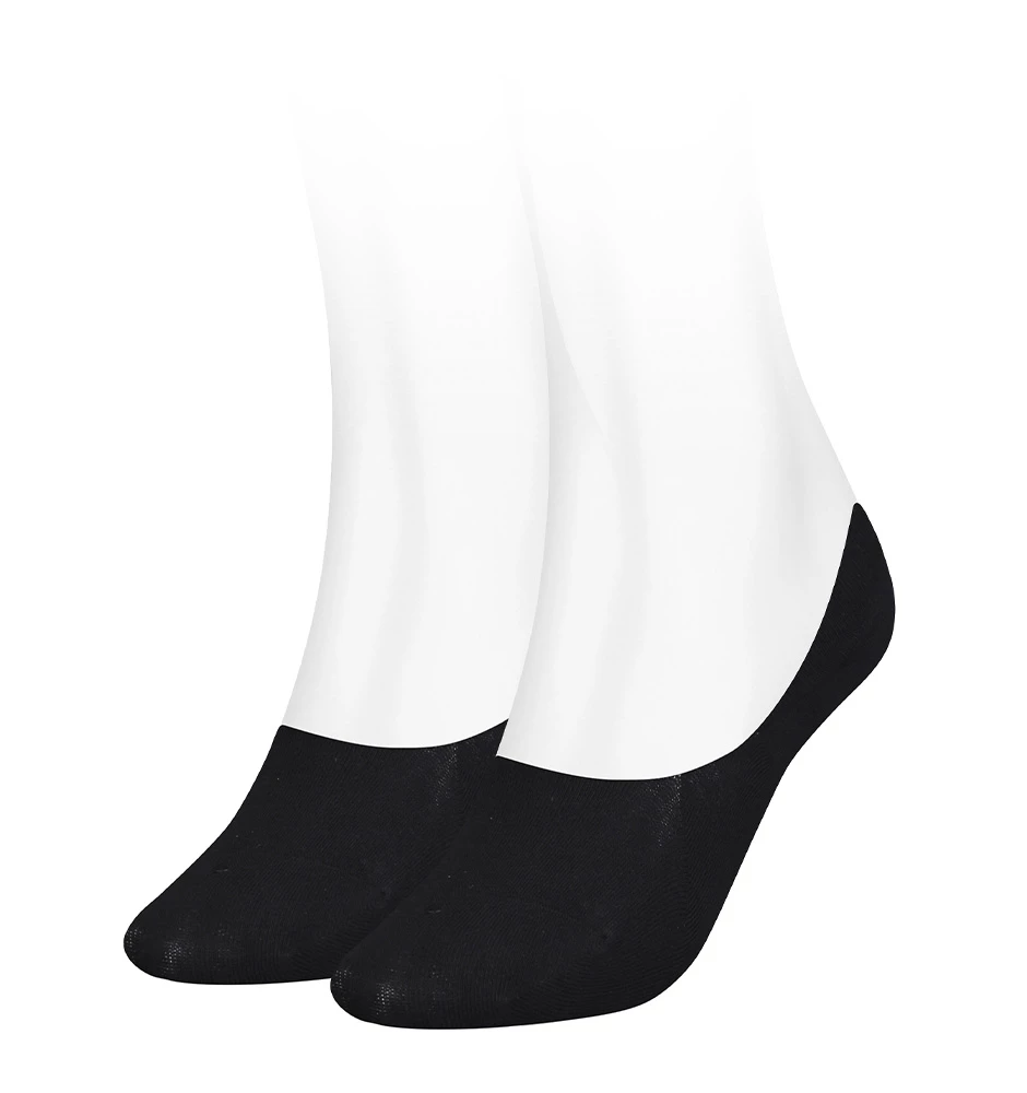 TOMMY HILFIGER - 2PACK čierne neviditeľné ponožky s logom TH