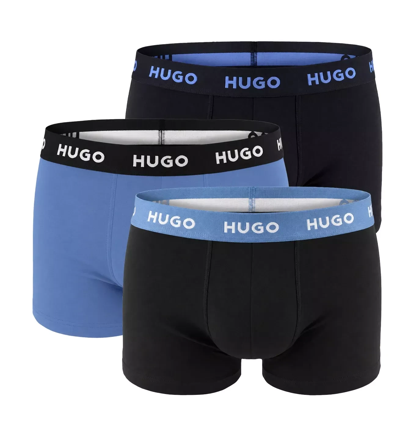 HUGO - pánske boxerky 3PACK eco friendly cotton stretch navy & black tones