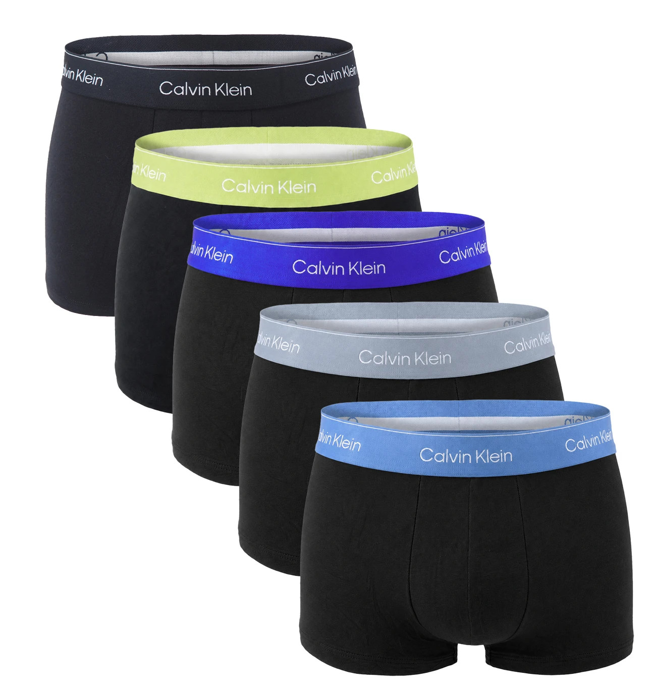 CALVIN KLEIN - pánske boxerky 5PACK Icon cotton stretch black / blue & gray accent