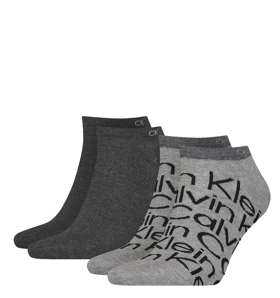 CALVIN KLEIN - 2PACK big logo pánske gray členkové ponožky CK
