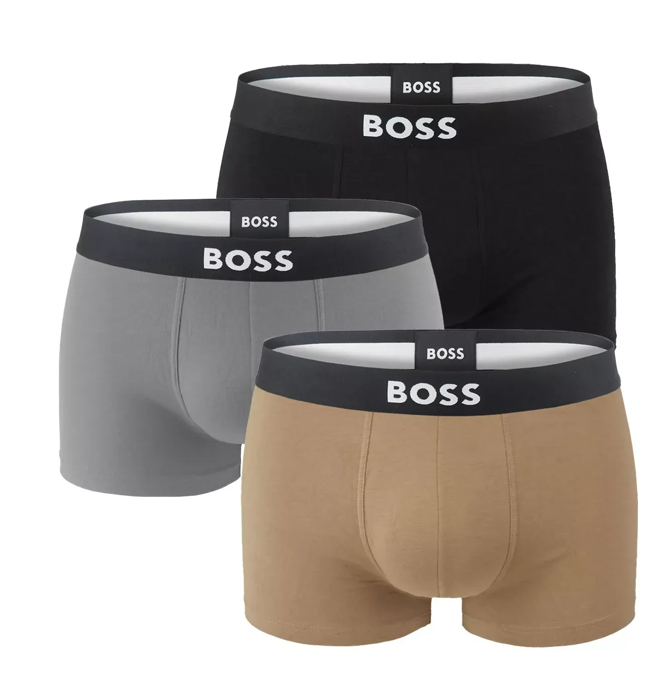 BOSS - pánske boxerky 3PACK BOSS ONE cotton stretch beige & gray tones (David Beckham edition)