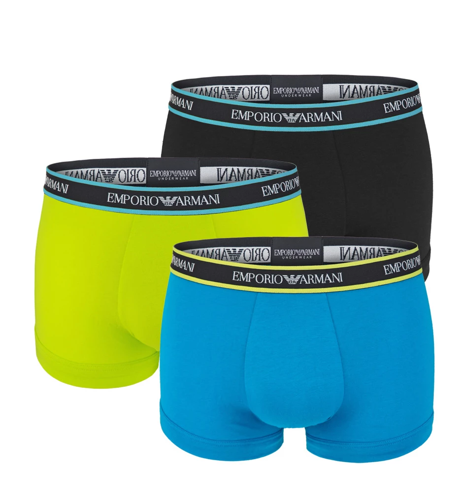 EMPORIO ARMANI - 3PACK cotton stretch ocean colore boxerky - limited edition