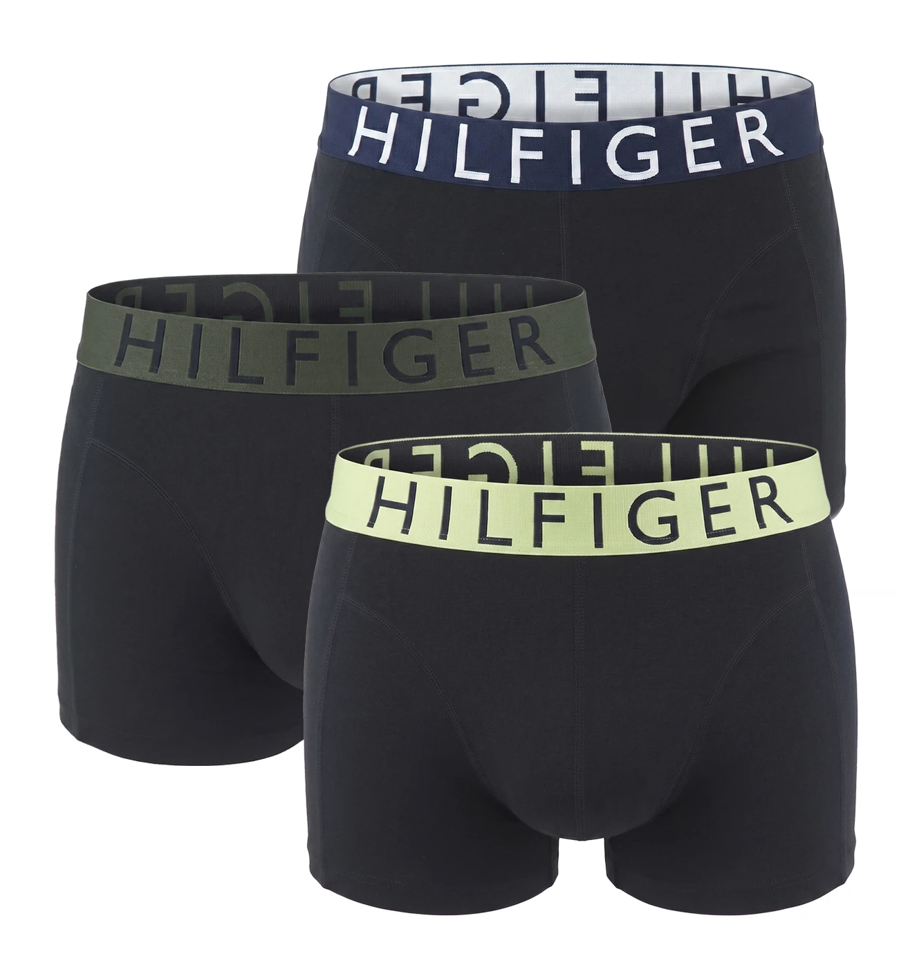 TOMMY HILFIGER - pánske boxerky 3PACK eco friendly cotton black / forest & blue bold logo