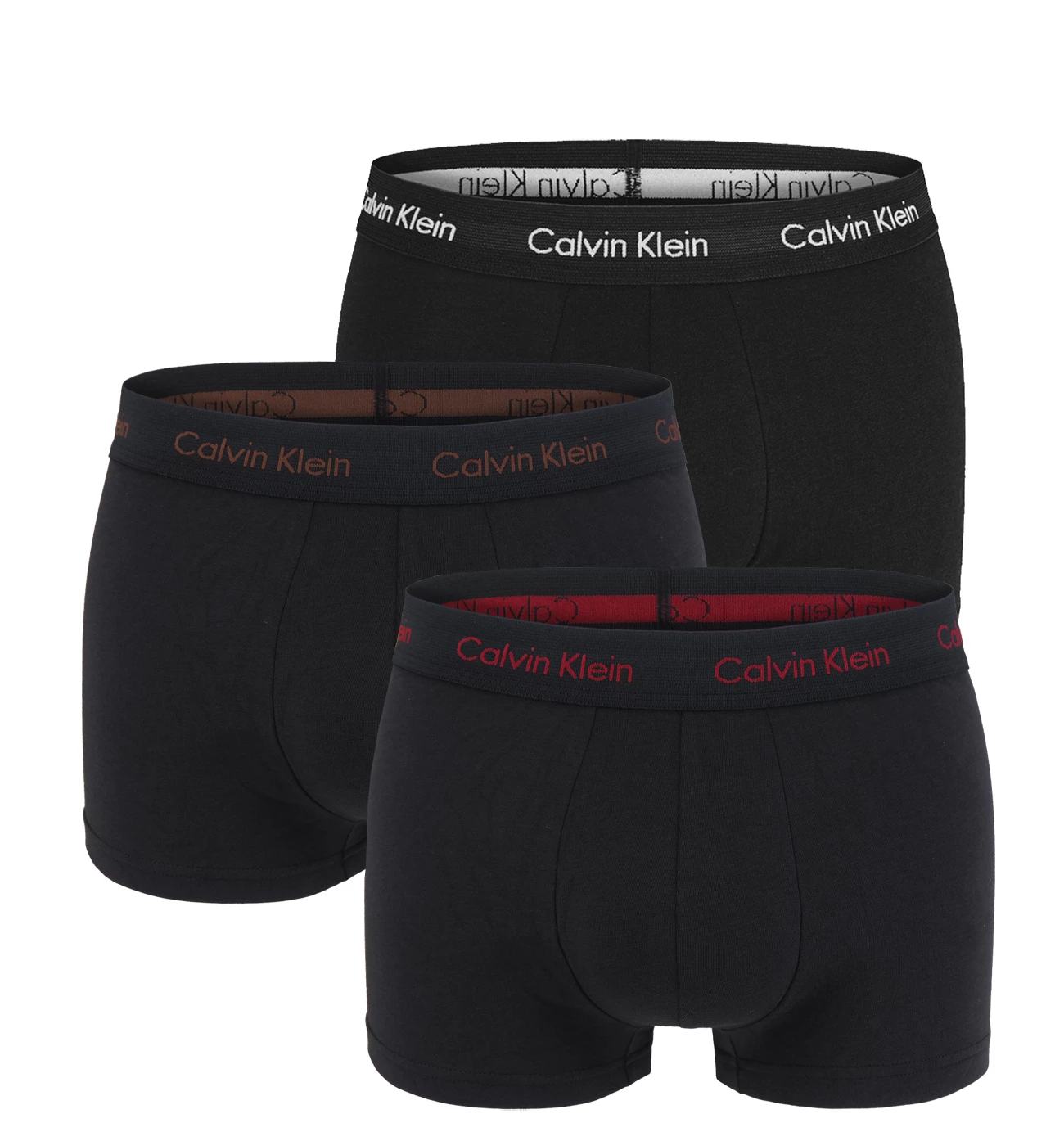 Calvin Klein - boxerky 3PACK cotton stretch black with color waist logo - limitovaná edícia