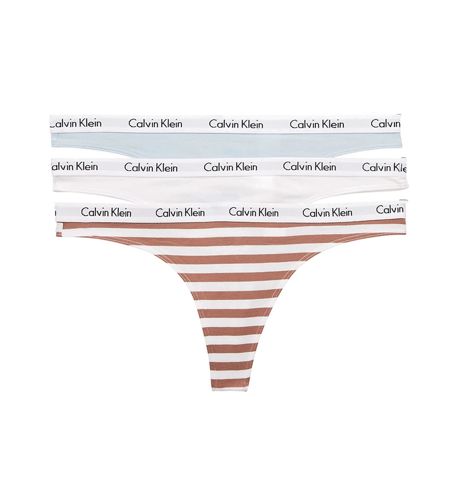 CALVIN KLEIN - tangá 3PACK cotton stretch sandalwood & stripe color - limited edition