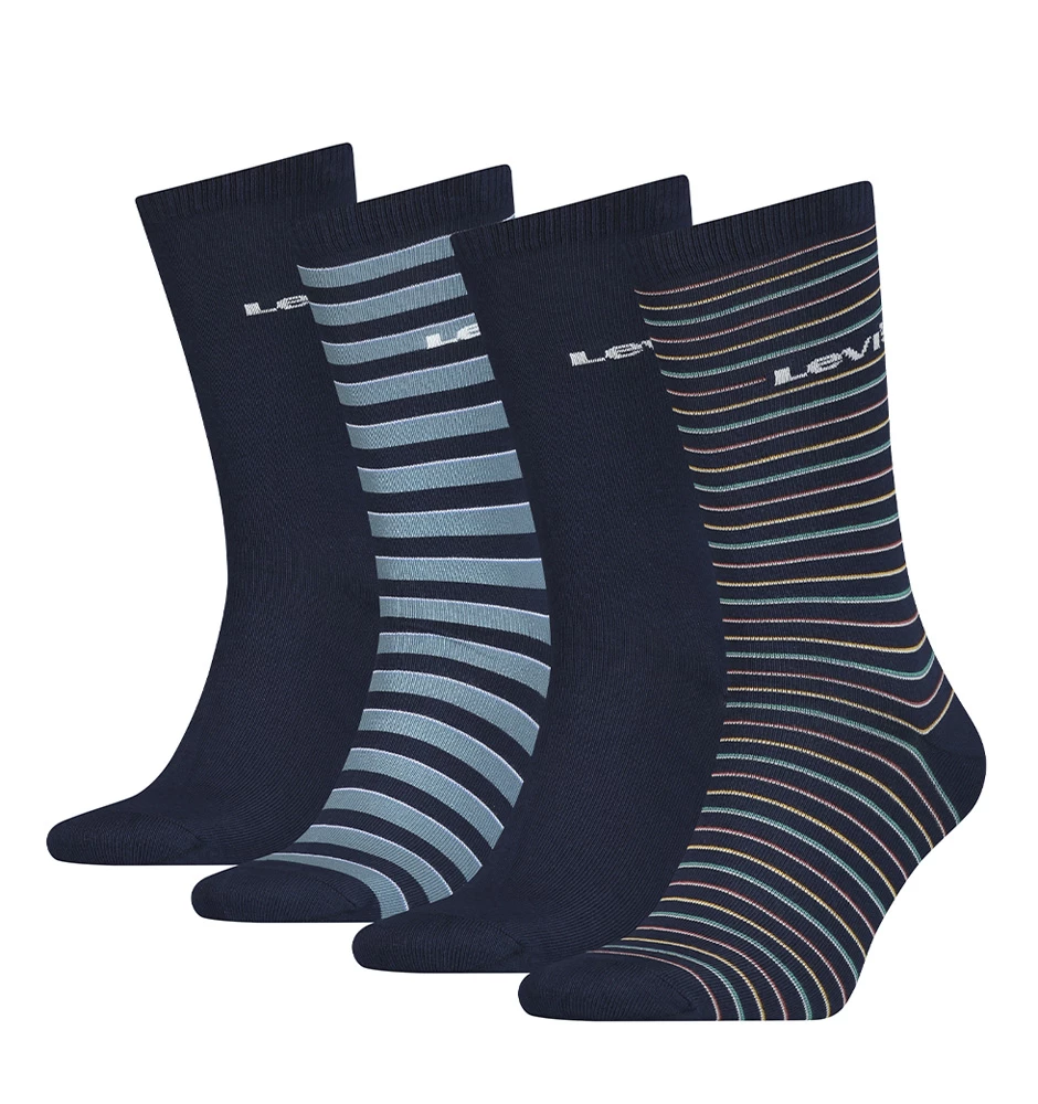LEVI`S - 4PACK Levi`s regular cut stripes blue denim ponožky v darčekovom balení