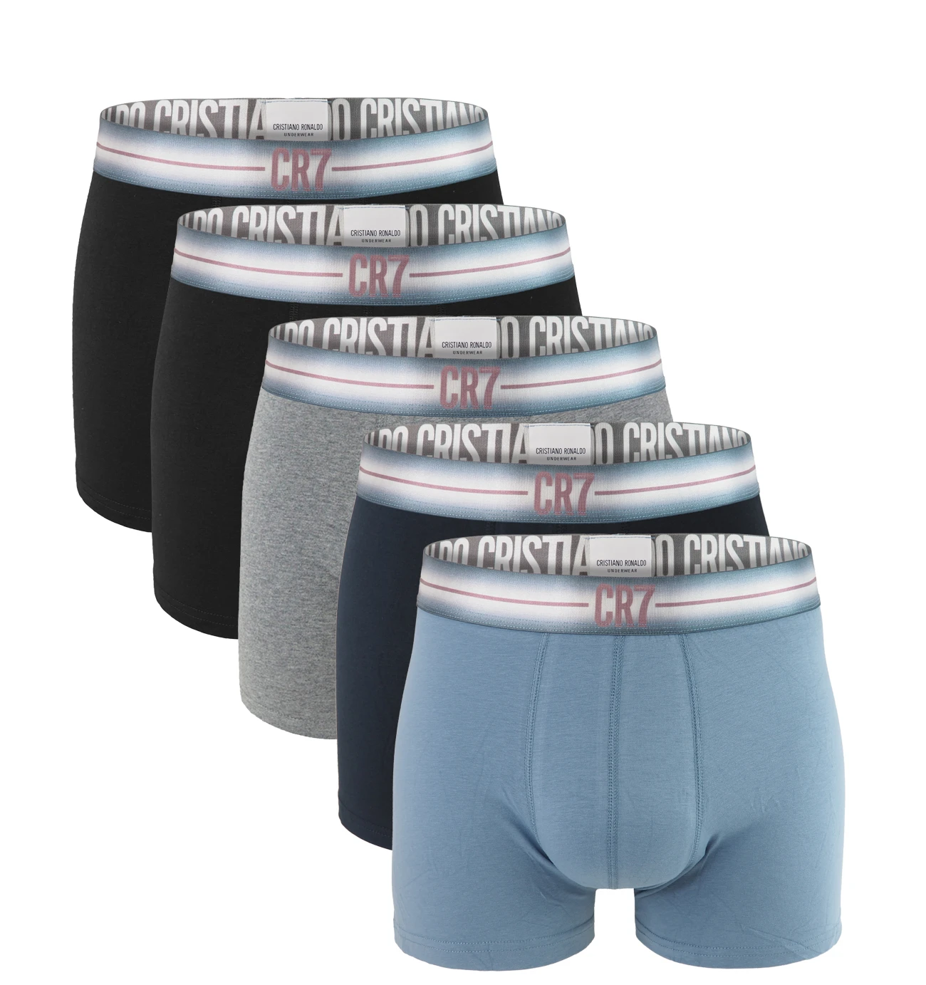 CRISTIANO RONALDO CR7 - boxerky 5PACK cotton stretch blue & gray tones